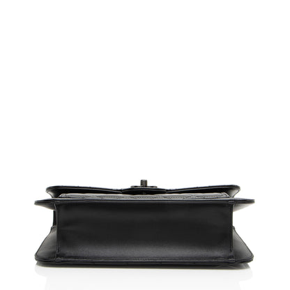 Chanel Shiny Crumpled Calfskin So Black Double You Flap Bag