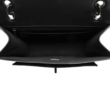 Chanel Shiny Crumpled Calfskin So Black Double You Flap Bag