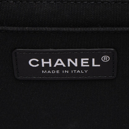 Chanel Shiny Crumpled Calfskin So Black Double You Flap Bag
