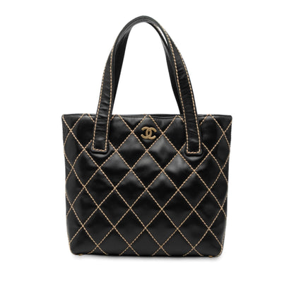 Chanel Small CC Quilted Calfskin Wild Stitch Tote