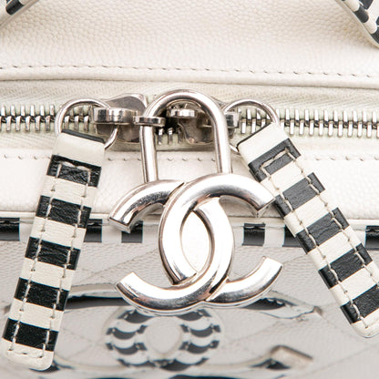 Chanel Small Caviar Striped CC Filigree Vanity Case