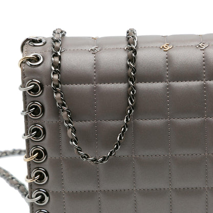Chanel Small Lambskin Chocolate Bar CC Piercing Studded Chain Flap
