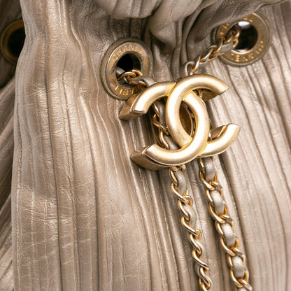 Chanel Small Metallic Calfskin Coco Pleats Drawstring Backpack