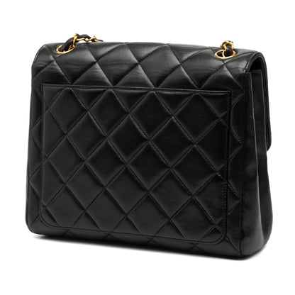 Chanel Small Square Lambskin Straight Single Flap