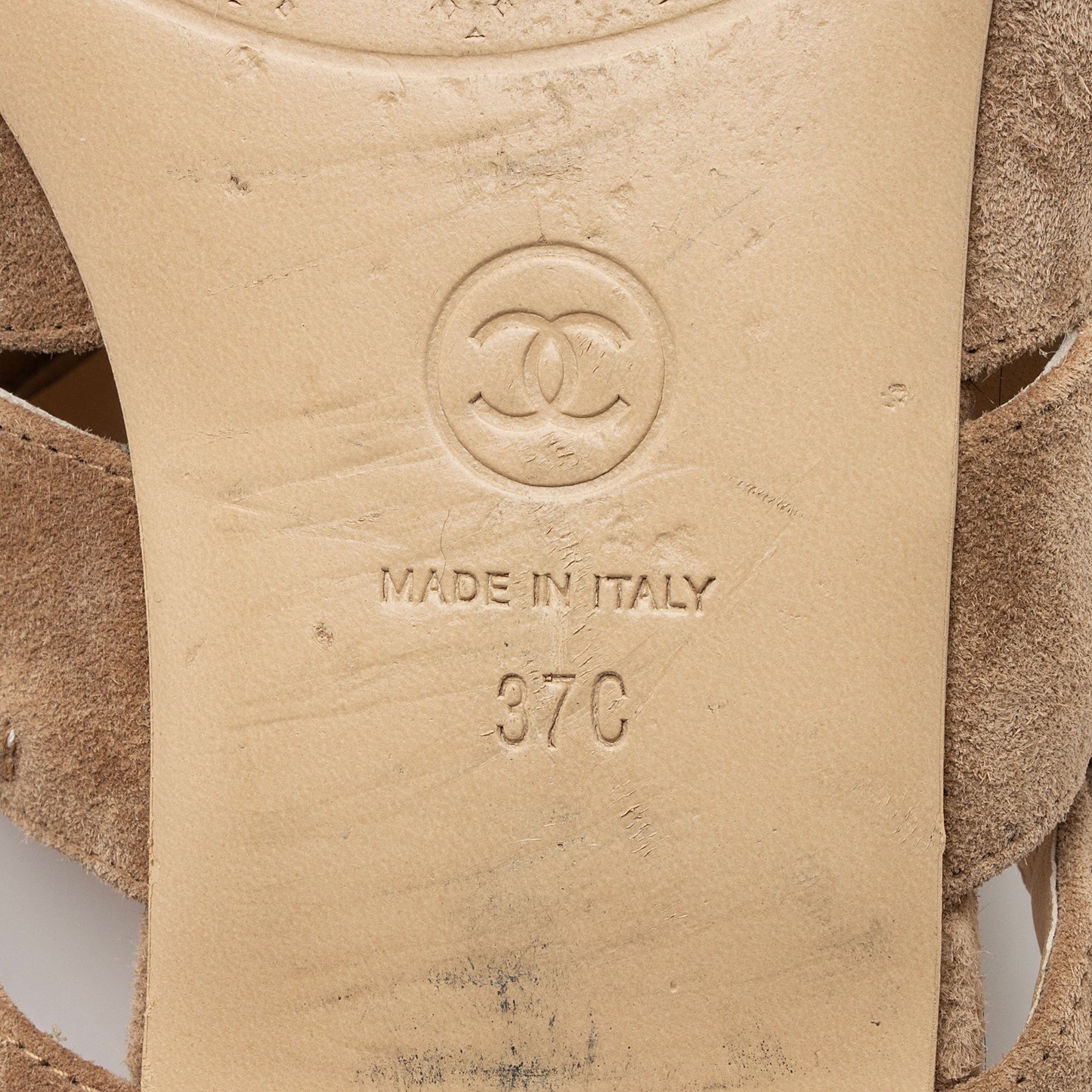 Chanel Suede CC Chain Slide Sandals - Size 7C / 37C (SHF-m1FWC5)