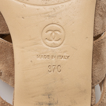 Chanel Suede CC Chain Slide Sandals - Size 7C / 37C (SHF-m1FWC5)