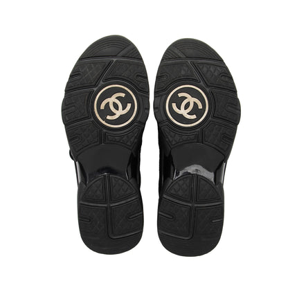 Chanel Suede Calfskin CC Sneakers - Size 7.5 / 37.5 (SHF-PJYB9I)