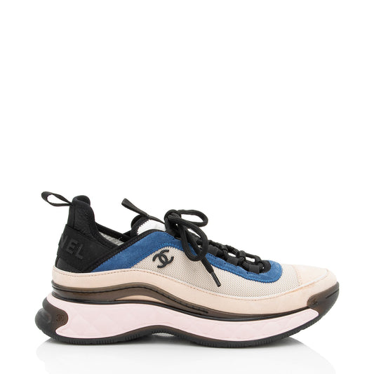 Chanel Suede Mesh CC Cap Toe Sneakers - Size 10 / 40