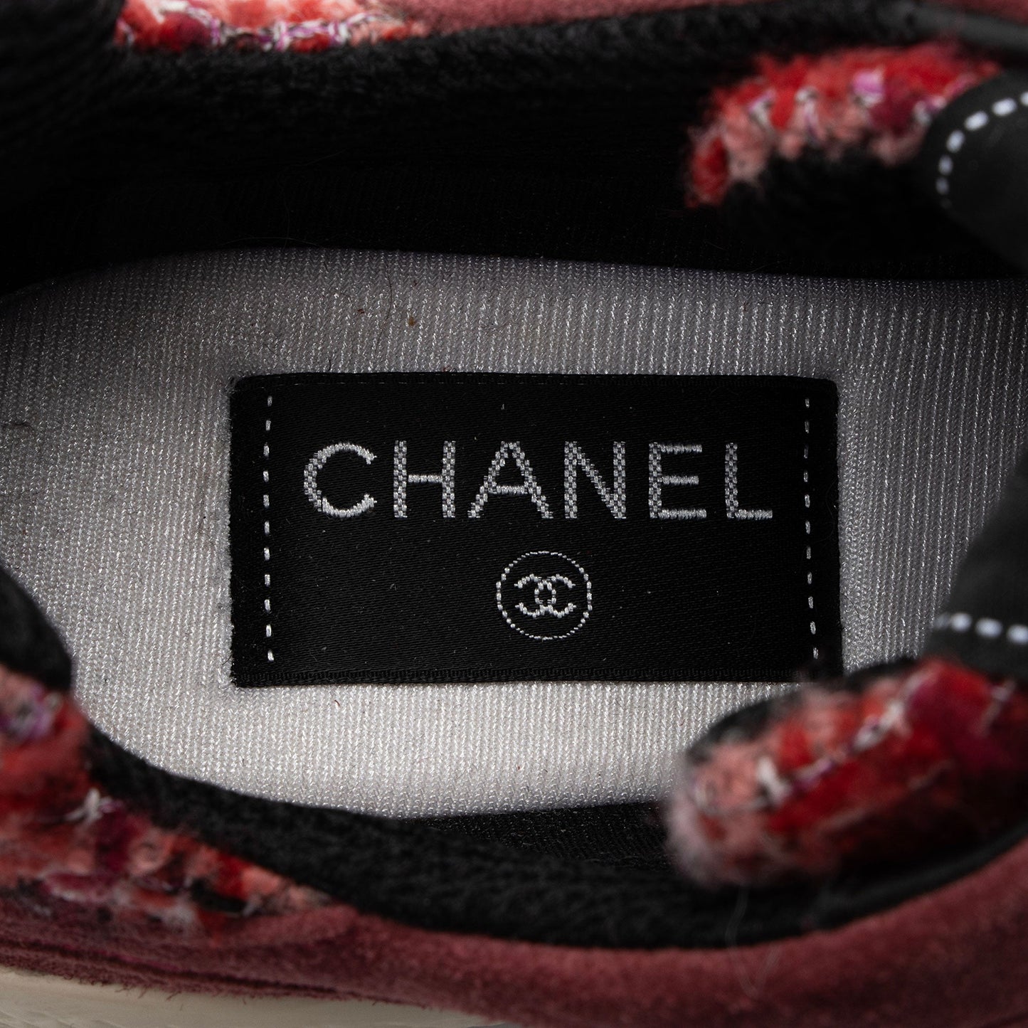 Chanel Suede Tweed CC Sneakers - Size 7.5 / 37.5