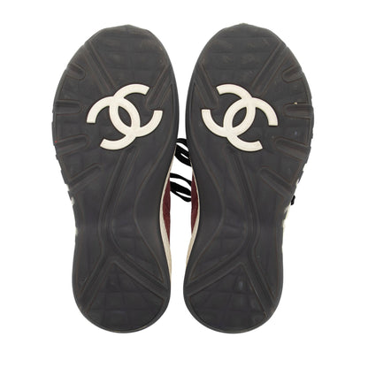Chanel Suede Tweed CC Sneakers - Size 7.5 / 37.5