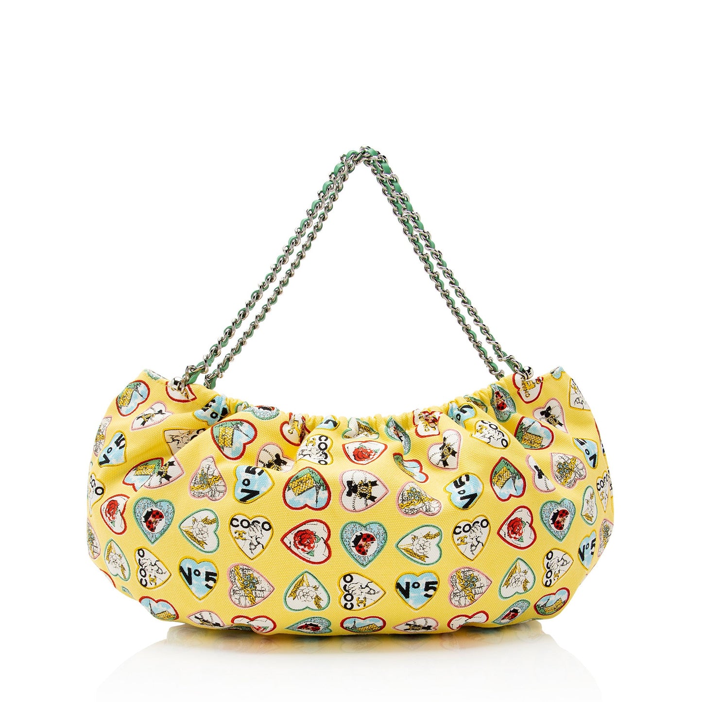 Chanel Vintage Canvas Coco Valentine Heart Chain Hobo