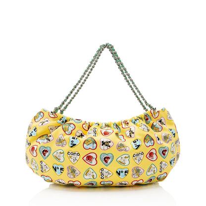 Chanel Vintage Canvas Coco Valentine Heart Chain Hobo