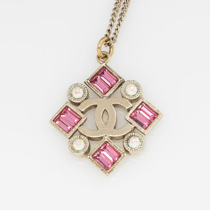 Chanel Vintage Crystal CC Geometric Necklace