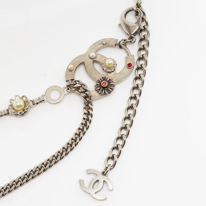 Chanel Vintage Crystal Pearl Chain Flower Belt