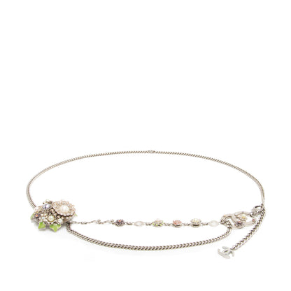 Chanel Vintage Crystal Pearl Chain Flower Belt