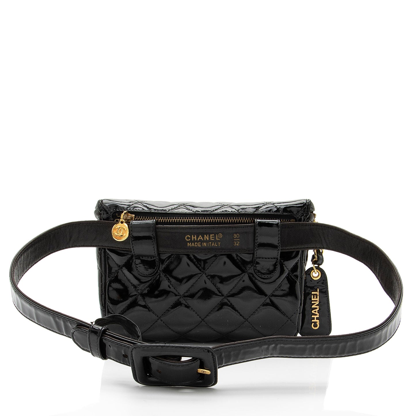 Chanel Vintage Patent Leather Belt Bag - Size 32 / 80