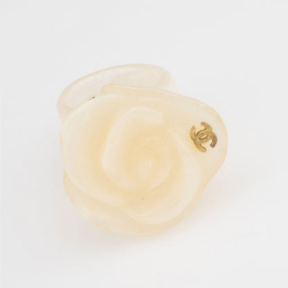 Chanel Vintage Resin Camellia Ring - Size 6