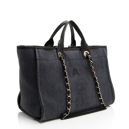 Chanel Woven Straw Deauville Medium Tote