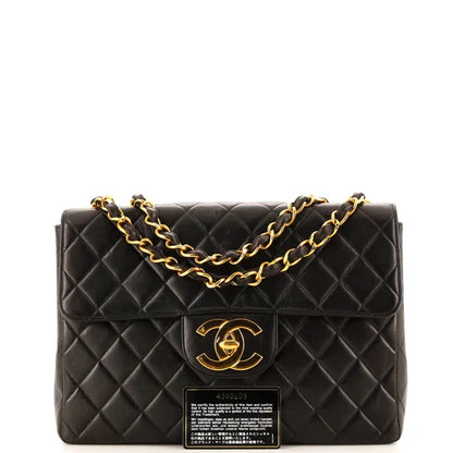 Chanel Vintage Classic Single Flap Bag Quilted Lambskin Jumbo