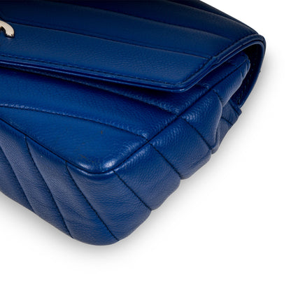 Chanel Blue Chevron Single Flap Bag