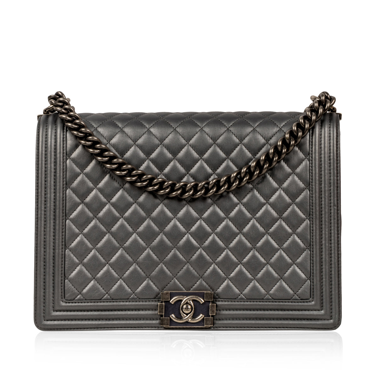 Chanel Boy Bag - Large Metallic - Grey