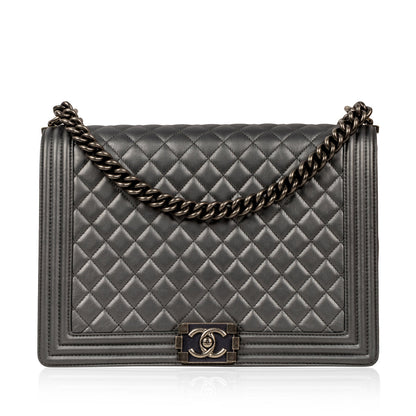 Chanel Boy Bag - Large Metallic - Grey