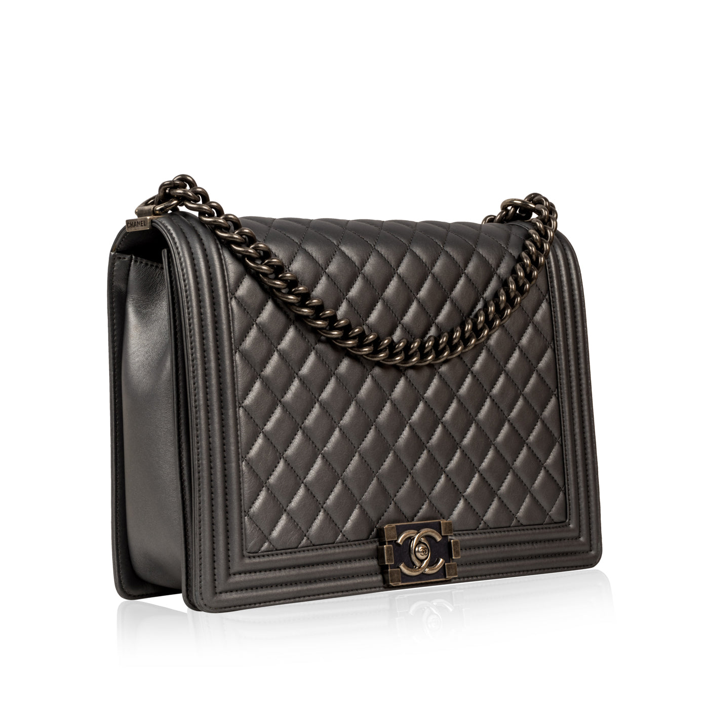 Chanel Boy Bag - Large Metallic - Grey