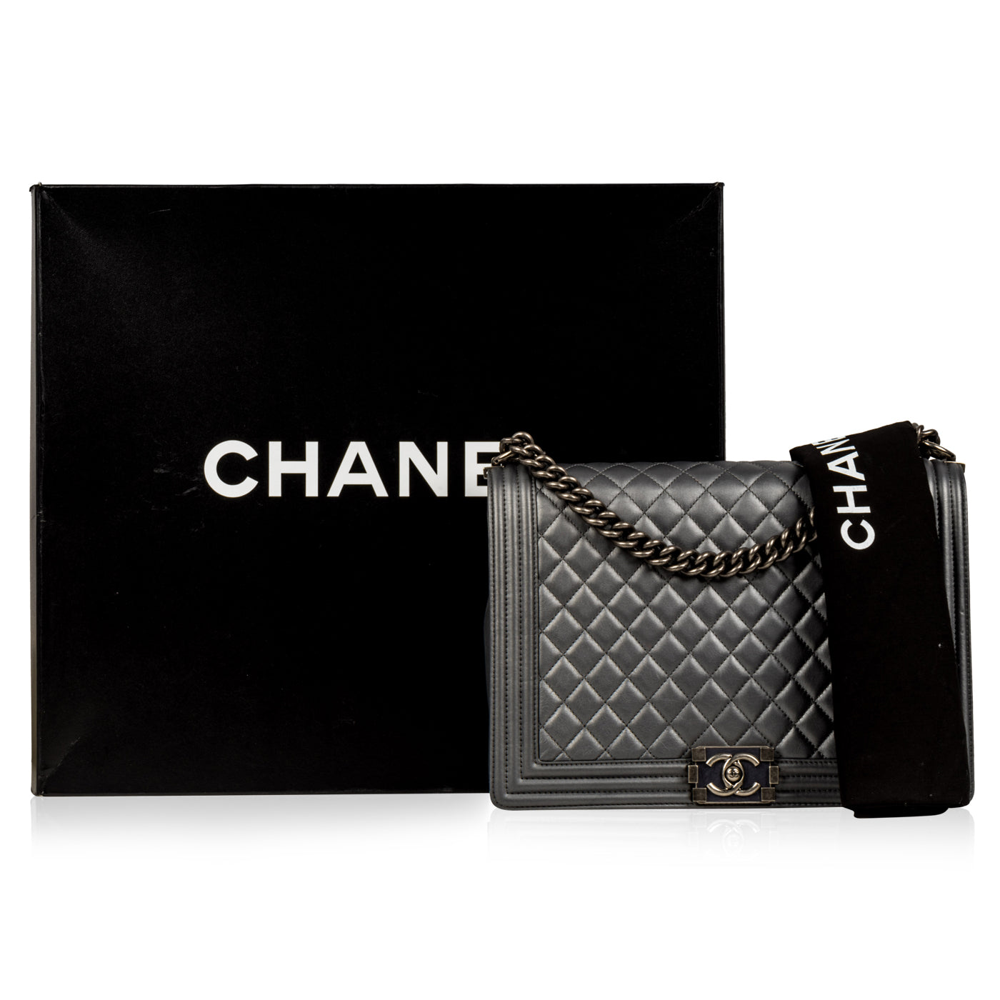 Chanel Boy Bag - Large Metallic - Grey