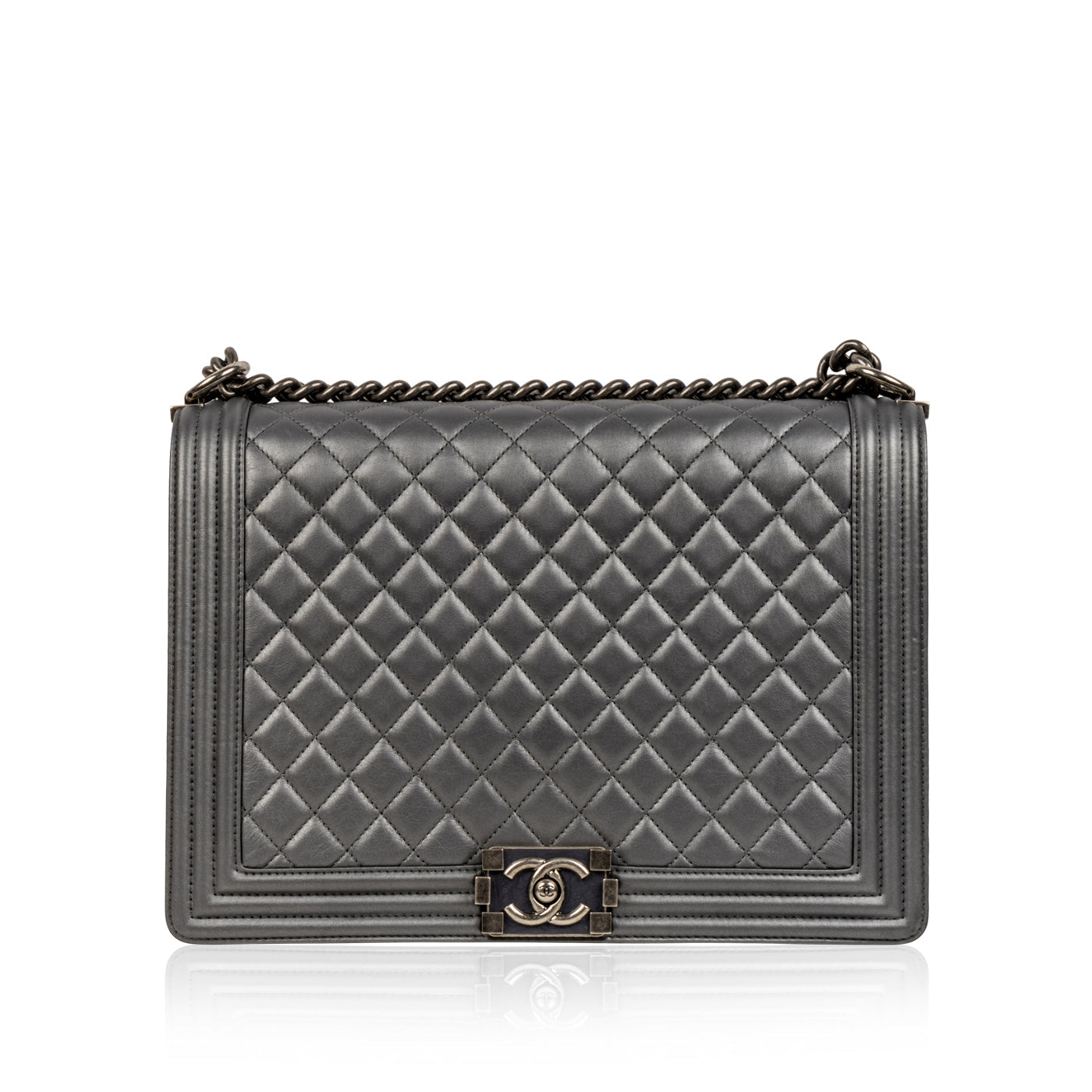 Chanel Boy Bag - Large Metallic - Grey