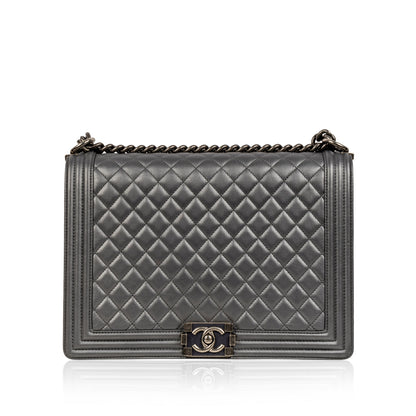 Chanel Boy Bag - Large Metallic - Grey