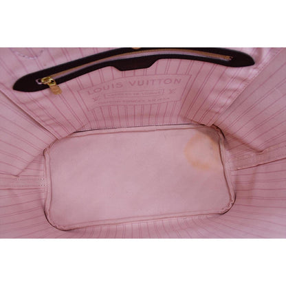 LOUIS VUITTON Neverfull MM Damier Ebene Tote Bag Rose Ballerine