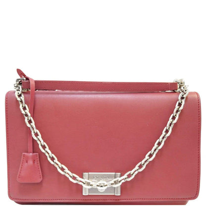 PRADA Petalo Saffiano Lux Leather Chain Shoulder Crossbody Bag - Sale