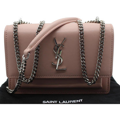 YVES SAINT LAURENT Monogram Sunset Medium Leather Shoulder Bag Pink