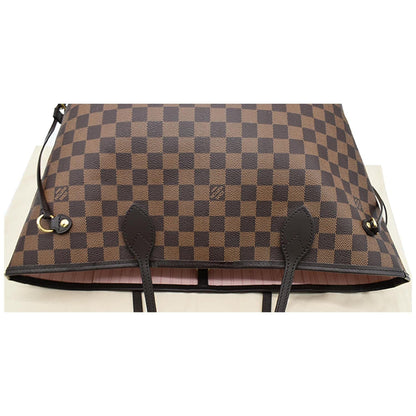 LOUIS VUITTON Neverfull MM Damier Ebene Tote Bag Rose Ballerine