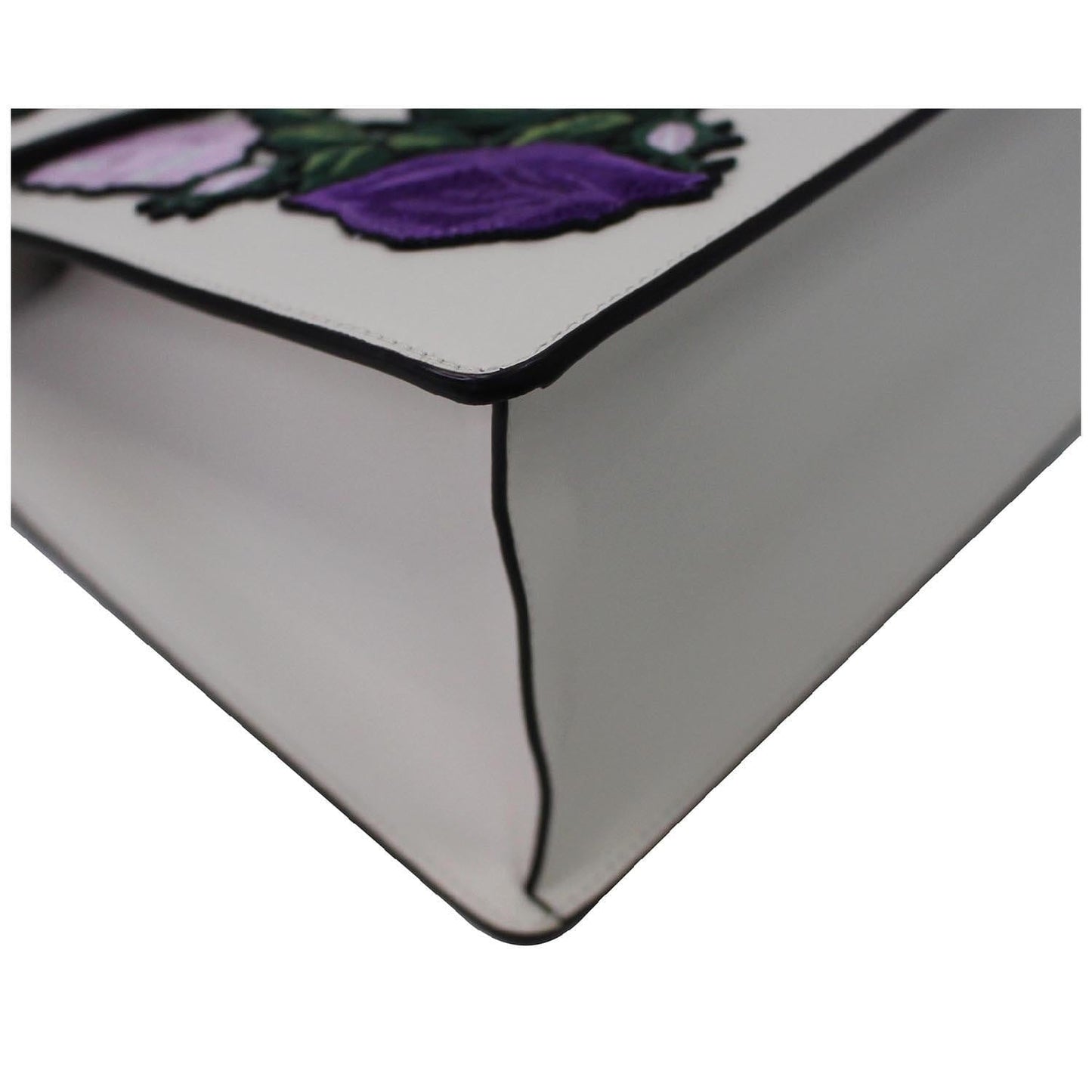 GUCCI Sylvie Embroidered Leather Medium Top Handle Bag White 431665