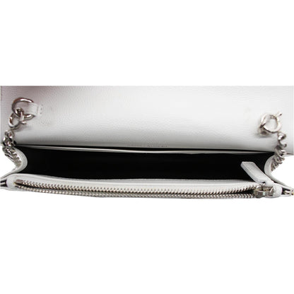 YVES SAINT LAURENT Monogram Grain De Poudre Chain Wallet White