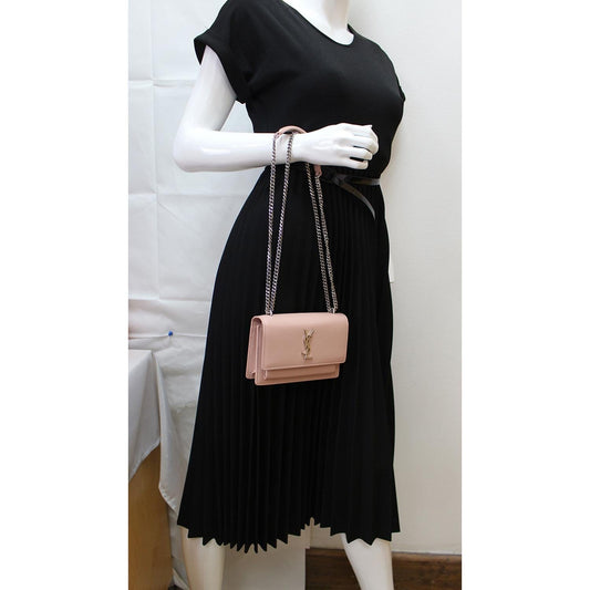 YVES SAINT LAURENT Monogram Sunset Medium Leather Shoulder Bag Pink