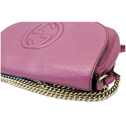 GUCCI Soho Chain Purple Leather Crossbody Bag