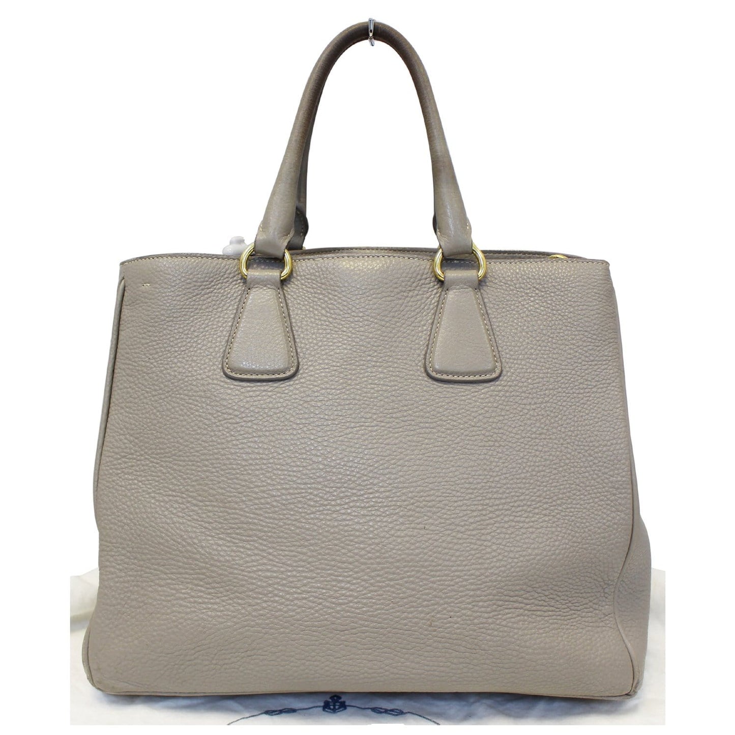 PRADA Pebbled Leather Large Tote Bag Grey