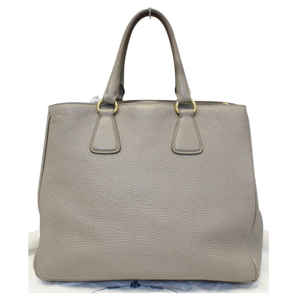 PRADA Pebbled Leather Large Tote Bag Grey