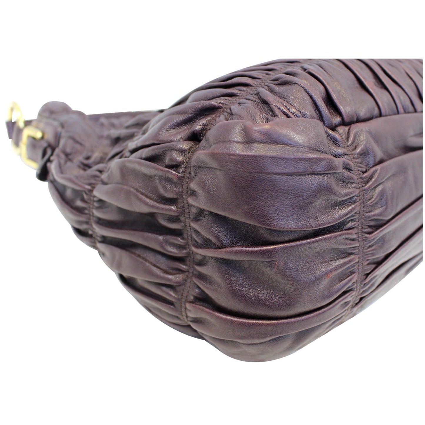 PRADA Gaufre Nappa Leather Hobo Bag Brown