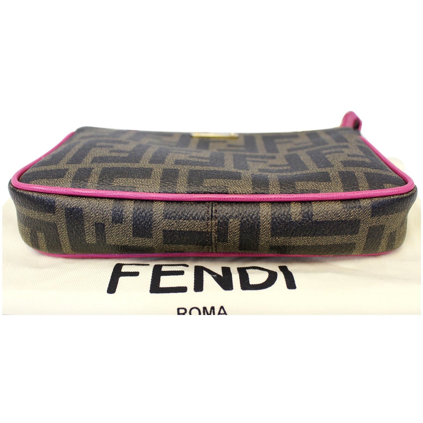 FENDI Spalmati Zucca Pochette Pouch Fuchsia