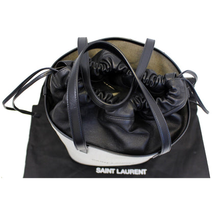 YVES SAINT LAURENT Teddy Canvas/Leather Drawstring Shopping Tote White/Black - Last Call