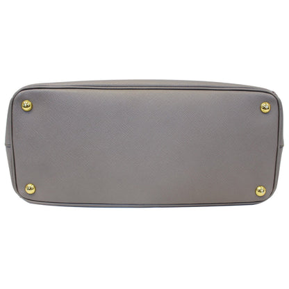 PRADA Saffiano Double Zip Executive Tote Shoulder Bag Grey