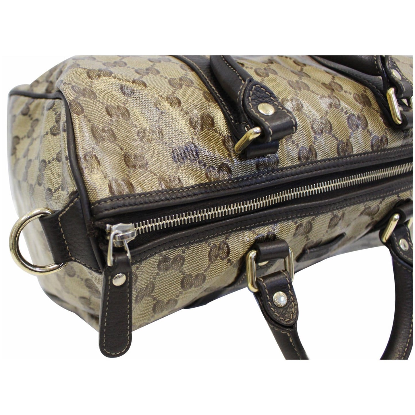 GUCCI Crystal Coated GG Guccissima Boston Bag 265697 Beige