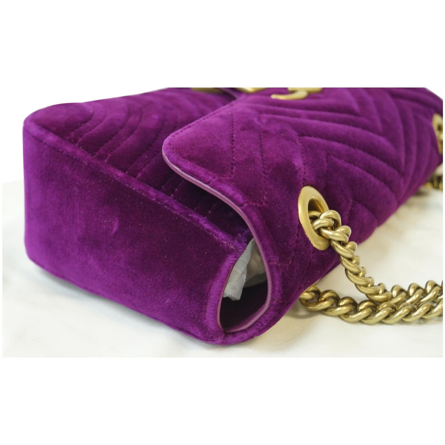 GUCCI GG Marmont Velvet Small Shoulder Bag Purple 443497
