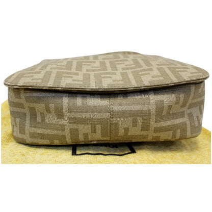 FENDI Zucca Flap Messenger Crossbody Bag Taupe