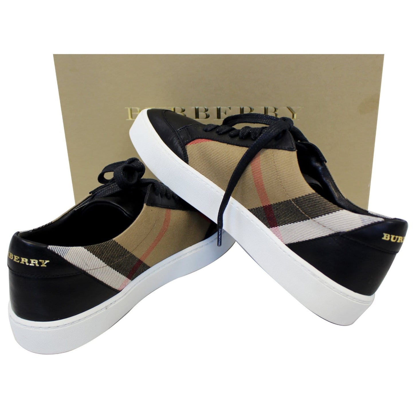 Burberry Salmond House Check Leather Sneakers Size 39