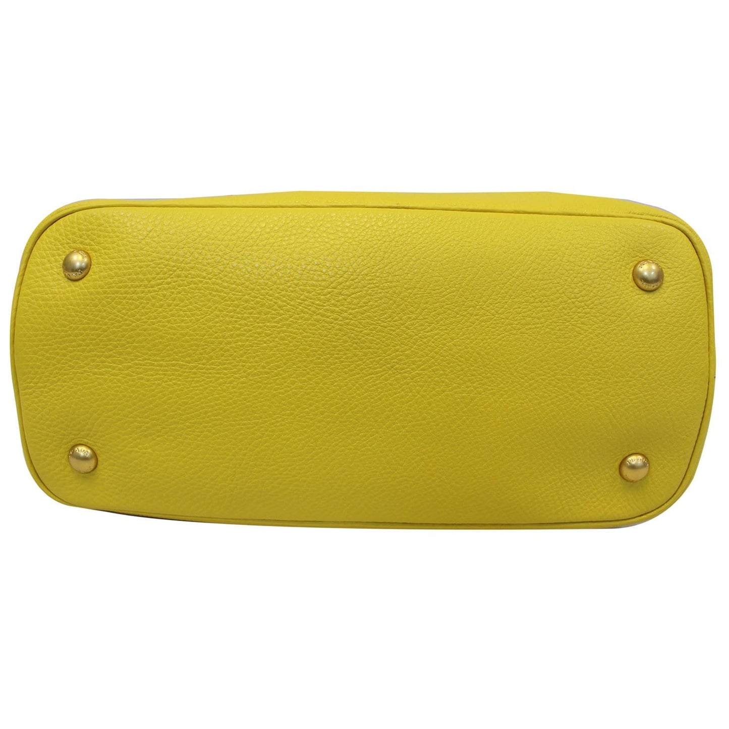 PRADA Vitello Phenix Leather Tote Bag Yellow - 25% OFF