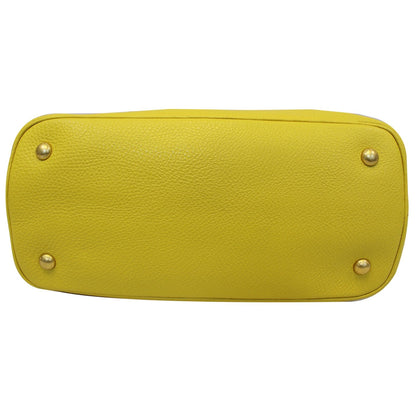 PRADA Vitello Phenix Leather Tote Bag Yellow - 25% OFF